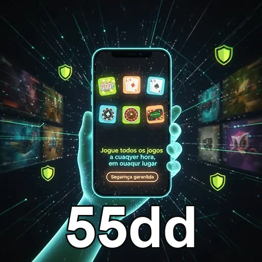 Tela de celular exibindo jogo de cassino móvel na App 55dd